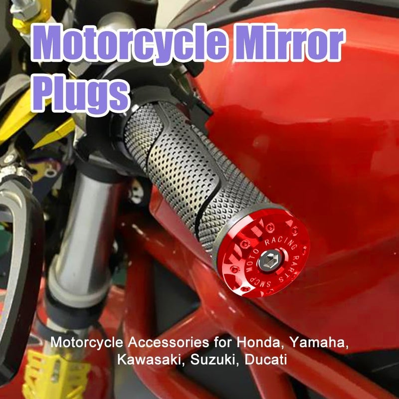 Lecctso 2PCS Universal Motorcycle Bar End Plug, Aluminum Alloy Handlebar Grip End Caps, 7/8" 22mm Moto Grips Ends Replacement for Kawasaki, Suzuki, Yamaha, Ducati (Red) - Image 5